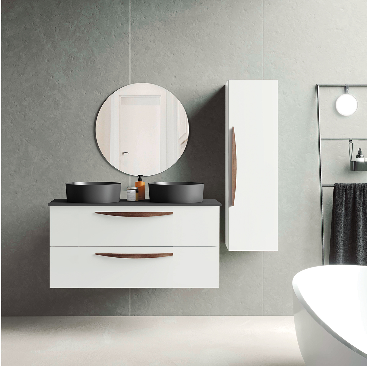 Mueble baño modelo ARCO 120 cm con lavabo sobre encimera diseño y