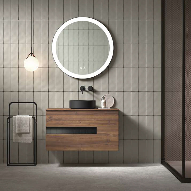 Muebles de baño suspendidos de diseño moderno y lavabo de encimera