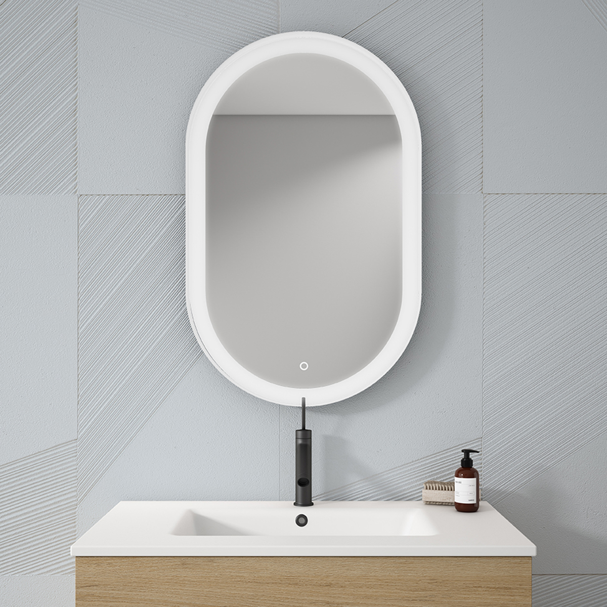 Espejo De Baño Retro-iluminado LOIRA 50x80cm Marco Metálico (Opción Antivaho  + Sensor) - Muebles de Baño Los Pedroches